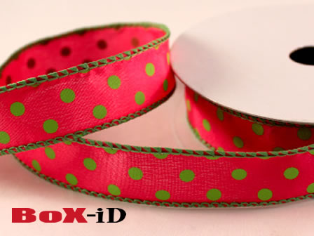 Dots wired : fuchsia/groen       25 mm x 15 m